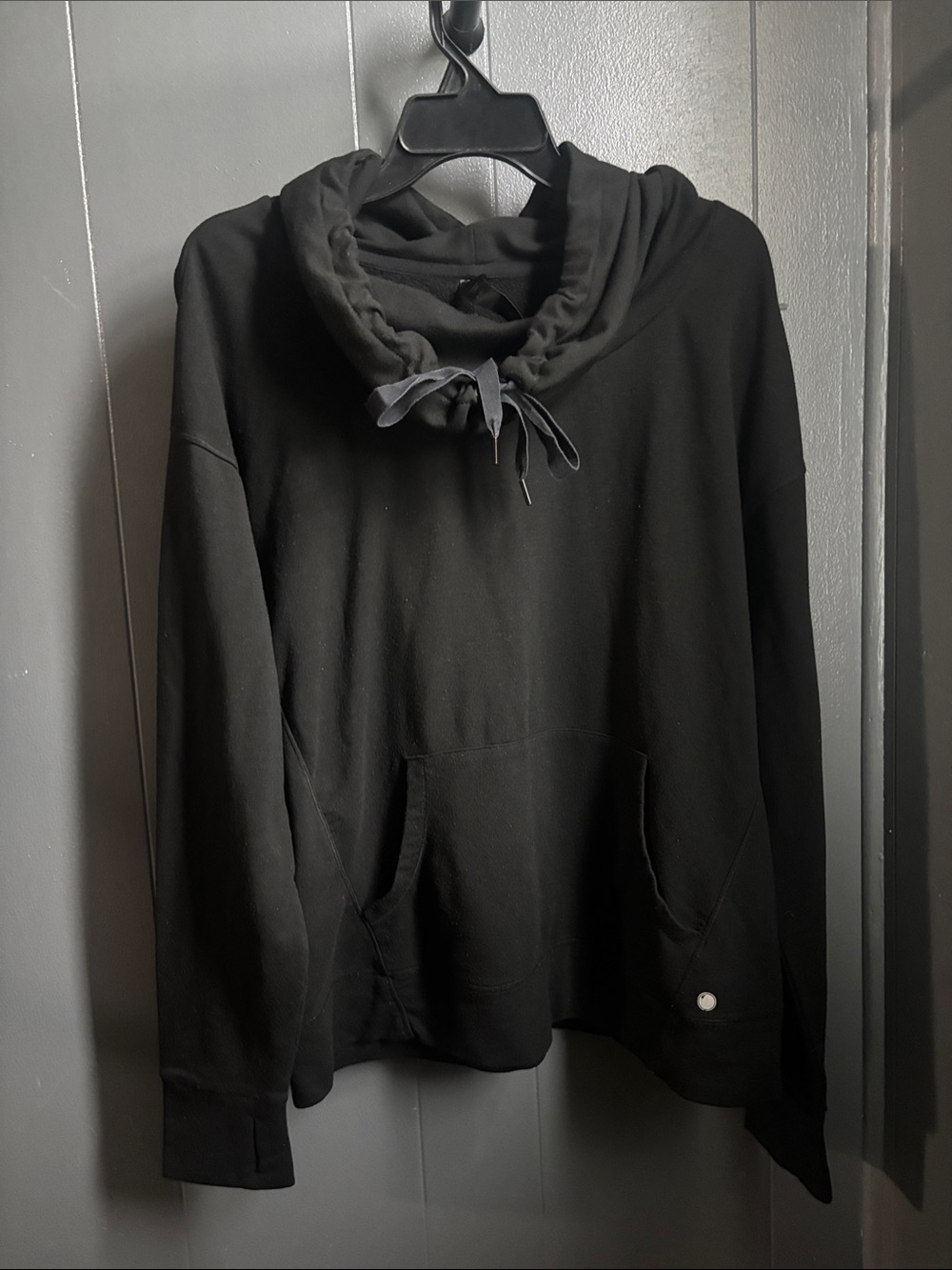 Black YOGA Cozy Drawstring Hooded Sweatshirt Large